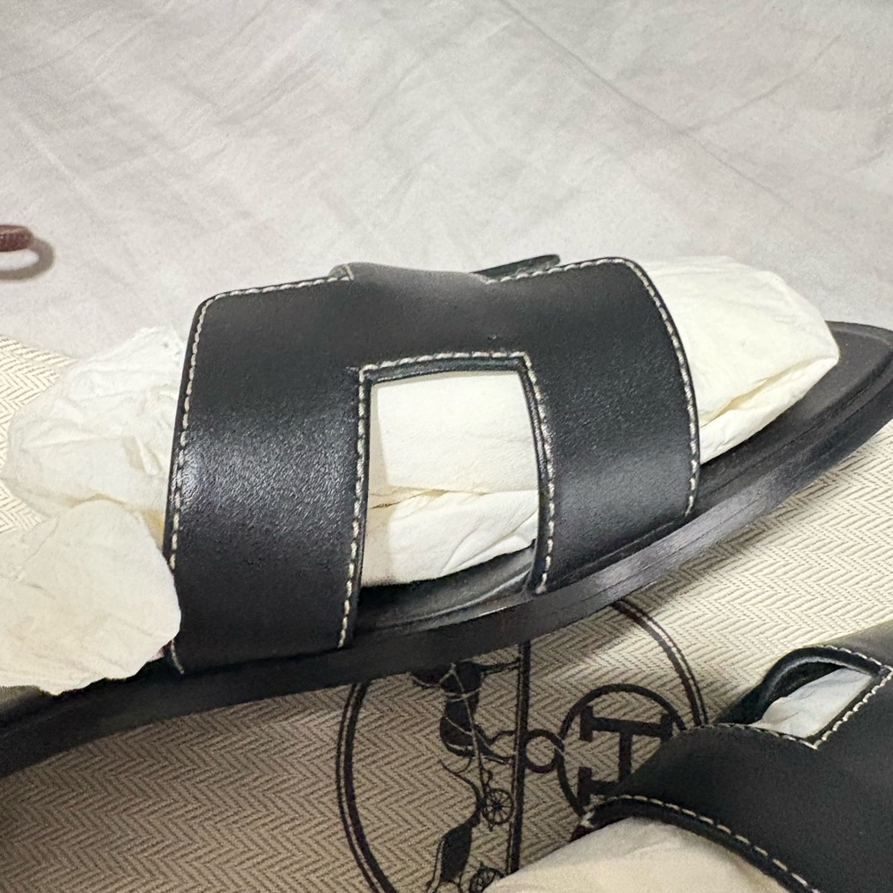 Hermes Black Oran Sandals - Picture 4 of 8